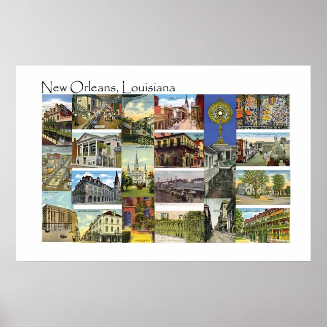 New Orleans, Louisiana Vintage Views Poster (Front)