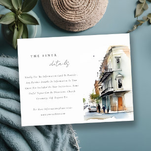 New Orleans Louisiana Watercolor Wedding Detail Enclosure Card