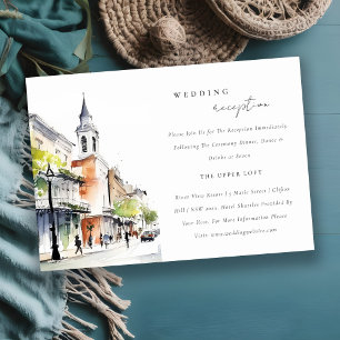New Orleans Louisiana Watercolor Wedding Reception Enclosure Card