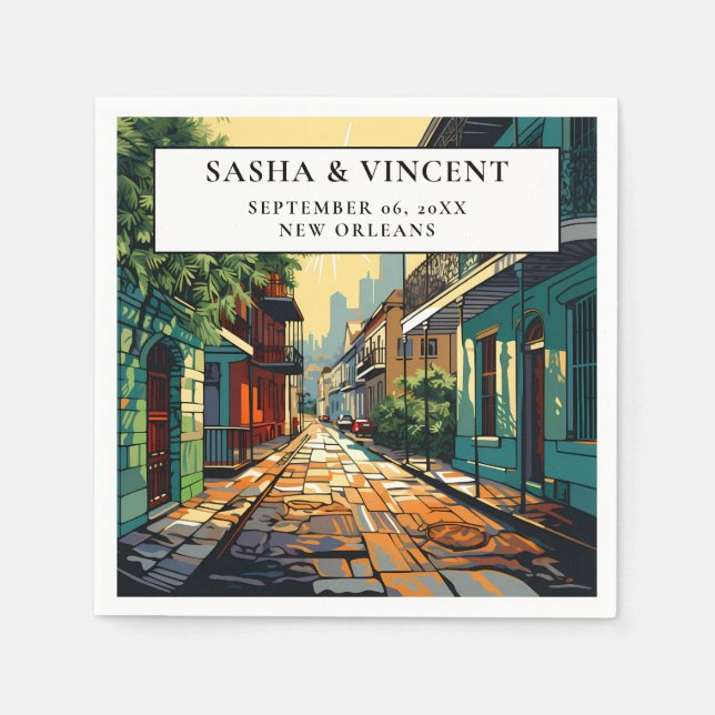 New Orleans Louisiana Wedding Retro Napkin (Front)
