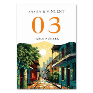 New Orleans Louisiana Wedding Retro Table Number