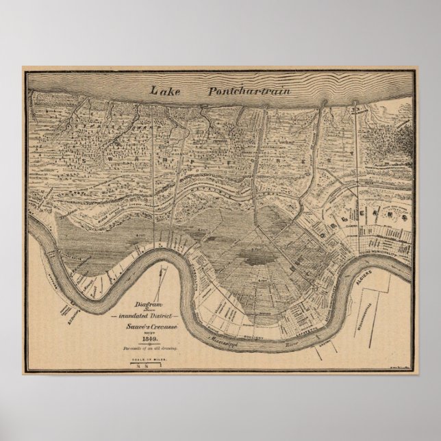 New Orleans MAp 1849 Poster (Front)