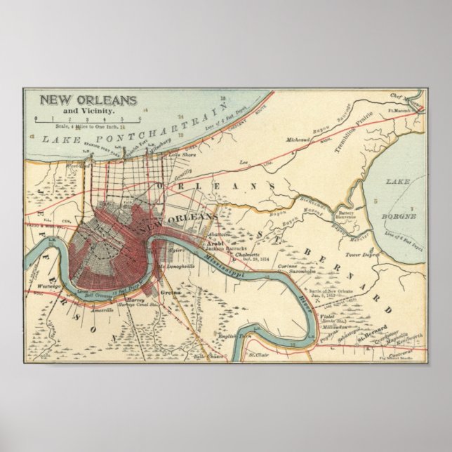 New Orleans MAp 1900 Poster (Front)
