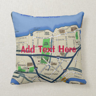 New Orleans Map, add text Pillow