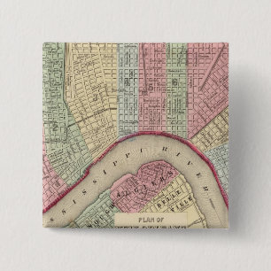 New Orleans Map by Mitchell 15 Cm Square Badge