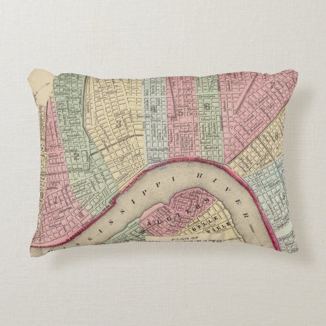 New Orleans Map by Mitchell Decorative Cushion (Front)