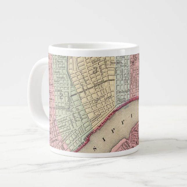 New Orleans Map by Mitchell Large Coffee Mug (Front Left)