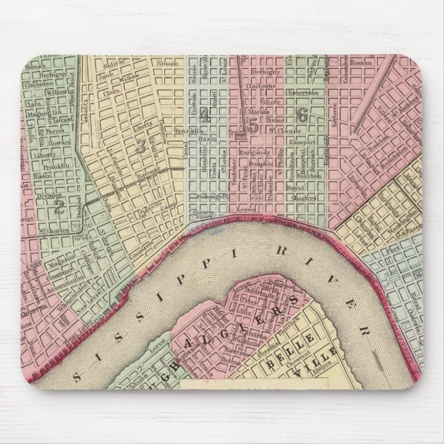 New Orleans Map by Mitchell Mouse Mat (Front)