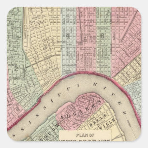 New Orleans Map by Mitchell Square Sticker