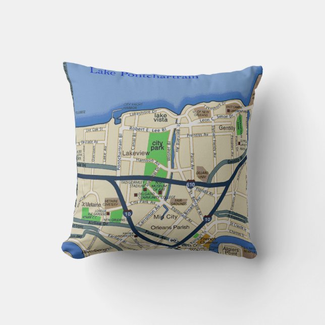 New Orleans Map Pillow (Front)