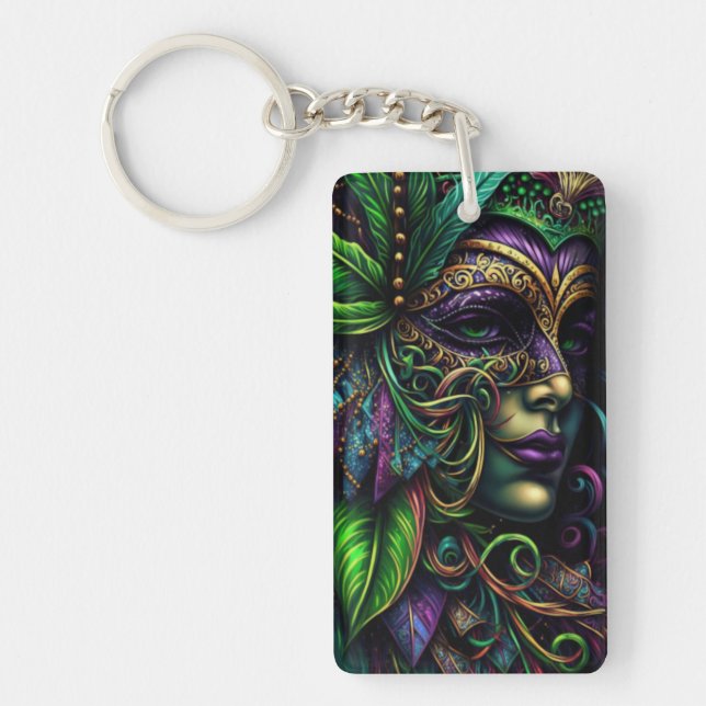 New Orleans Mardi Gras Abstract Art Key Ring (Front)