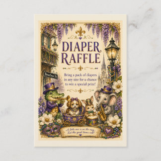 New Orleans Mardi Gras Baby Shower Diaper Raffle Enclosure Card