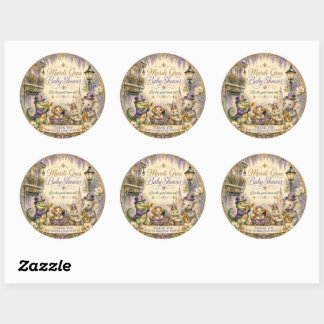 New Orleans Mardi Gras Baby Shower Thank You Favou Classic Round Sticker