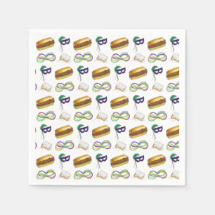 New Orleans Mardi Gras Beignet Beads Mask Po'Boy Napkin