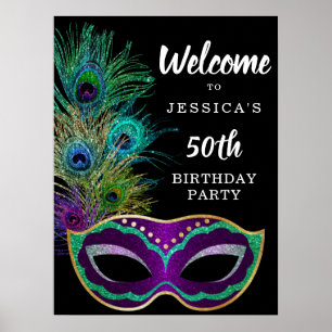 New Orleans Mardi Gras Birthday Party Welcome Sign
