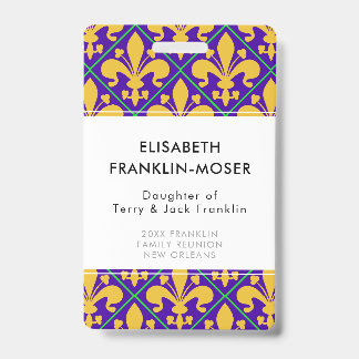 New Orleans Mardi Gras Family Reunion ID Badge