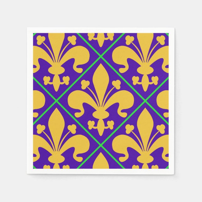 New Orleans Mardi Gras Fleur de Lis Napkin (Front)