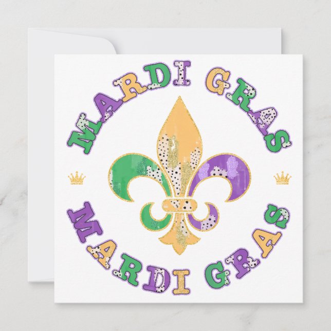 New Orleans Mardi Gras Fleur De Lis Save The Date (Front)