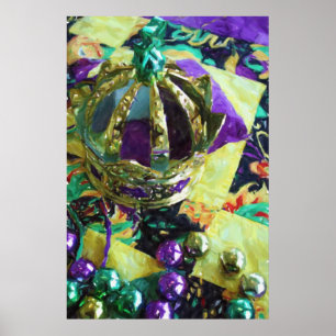 New Orleans Mardi Gras Hat Beads Poster Print