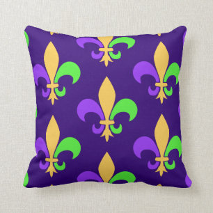 New Orleans Mardi Gras Purple Fleur de Lis Cushion