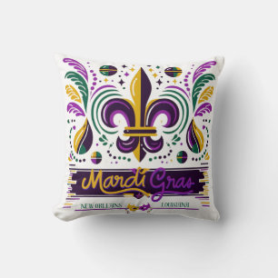 New Orleans Mardi Gras purple yellow green Cushion
