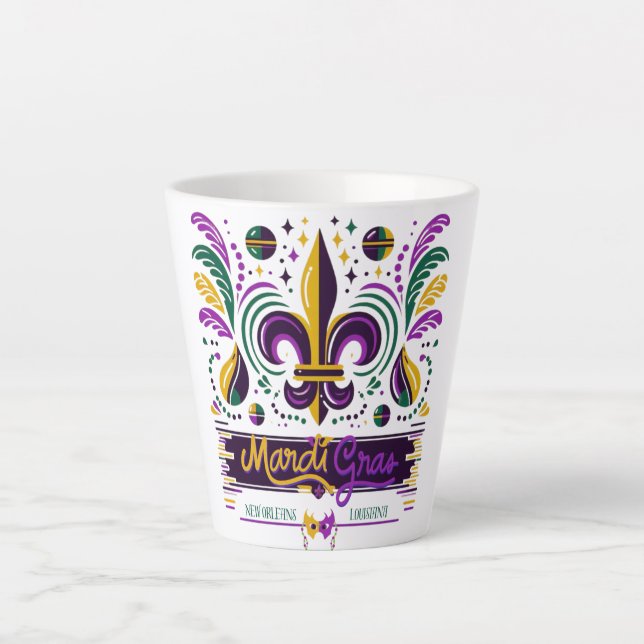 New Orleans Mardi Gras purple yellow green Latte Mug (Front)