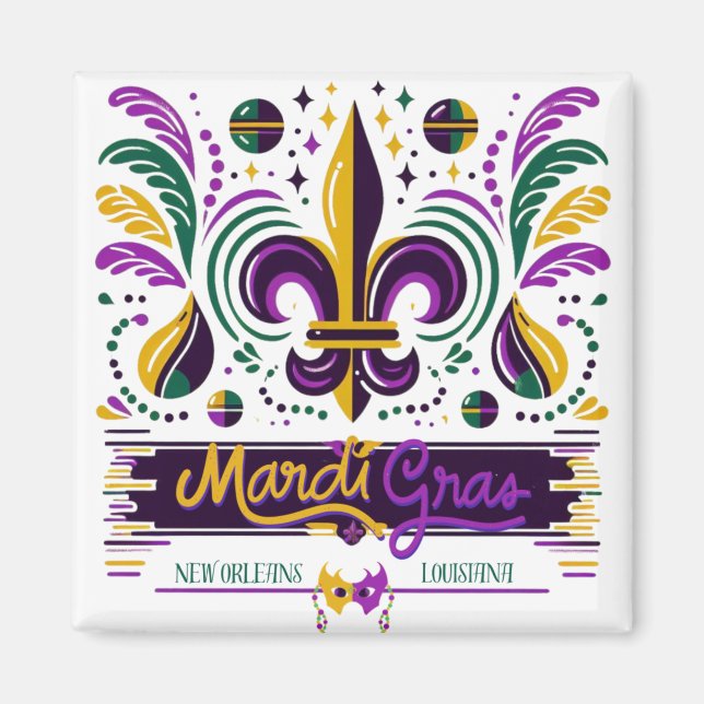 New Orleans Mardi Gras purple yellow green Magnet (Front)