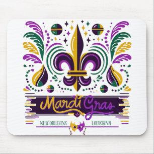 New Orleans Mardi Gras purple yellow green Mouse Mat