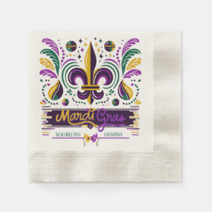 New Orleans Mardi Gras purple yellow green Napkin