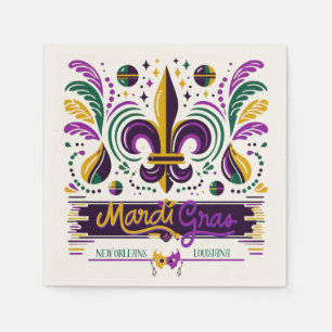 New Orleans Mardi Gras purple yellow green Napkin