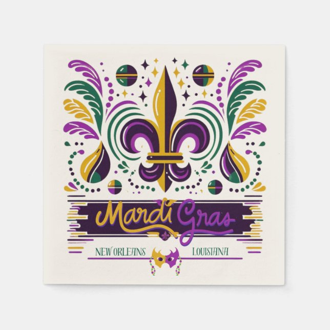 New Orleans Mardi Gras purple yellow green Napkin (Front)