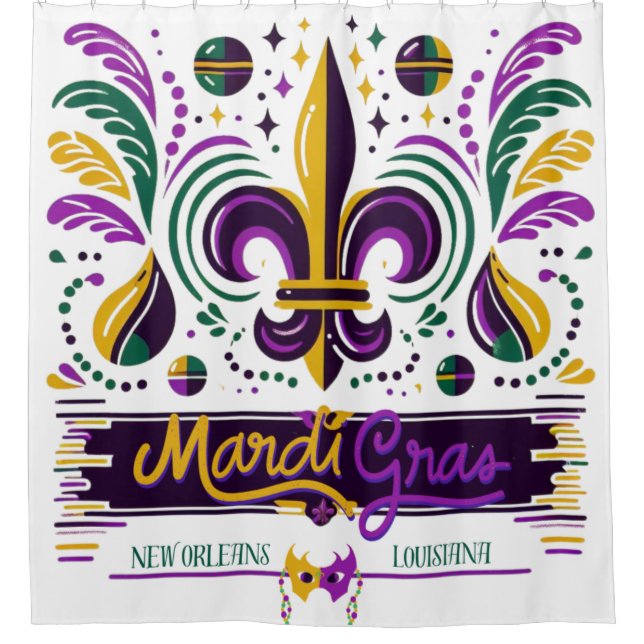 New Orleans Mardi Gras purple yellow green Shower Curtain (Front)