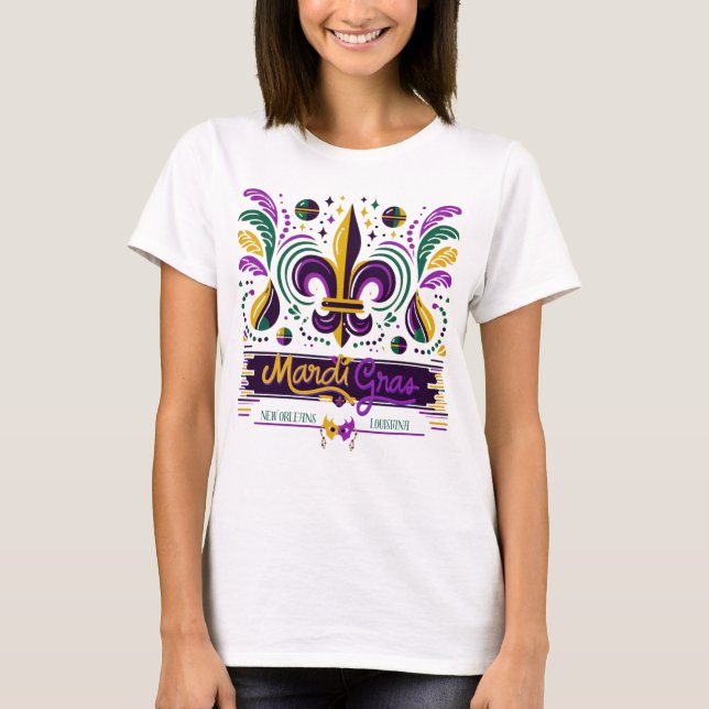 New Orleans Mardi Gras purple yellow green T-Shirt (Front)