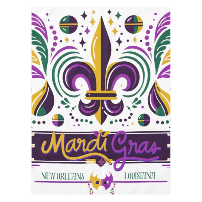 New Orleans Mardi Gras purple yellow green Tablecloth (Front)