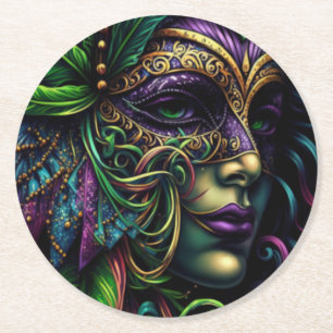 New Orleans Mardi Gras Round Paper Coaster