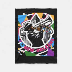 New Orleans Mardi Gras Trombone Sticker Fleece Blanket