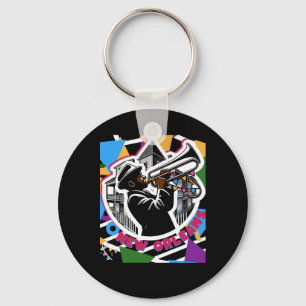 New Orleans Mardi Gras Trombone Sticker  Key Ring