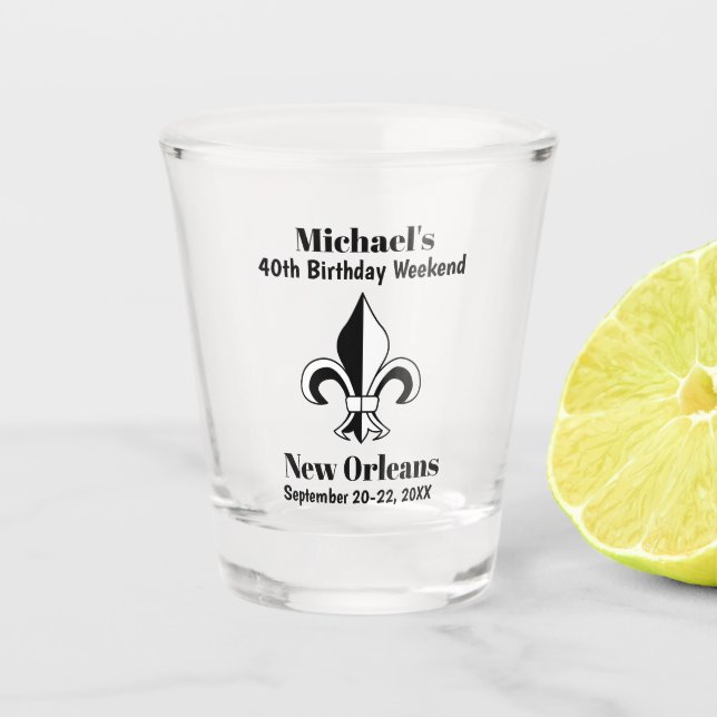 New Orleans Milestone Birthday Party Weekend Trip Shot Glass (Front)