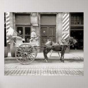 New Orleans Milk Cart, 1910. Vintage Photo Poster