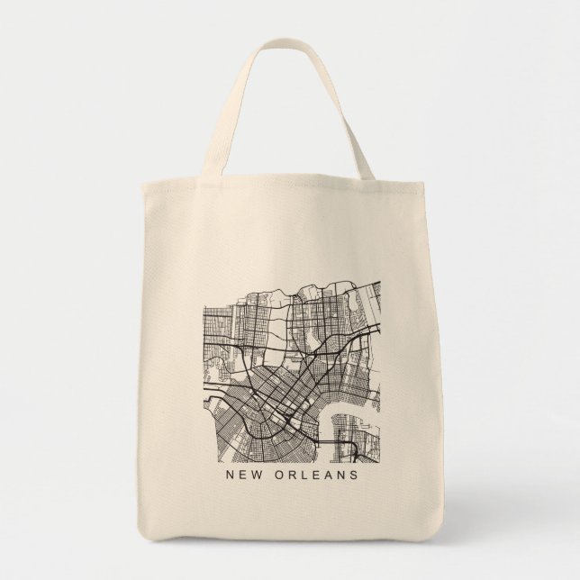 New Orleans Minimalist City Street Map Dark Design Tote Bag (Front)
