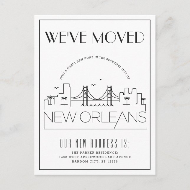 New Orleans Modern Deco | Change of Address Announcement Postcard (Front)