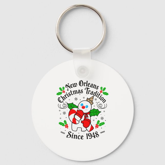 New Orleans Mr Bingle Christmas Tradition Snowman  Key Ring (Front)