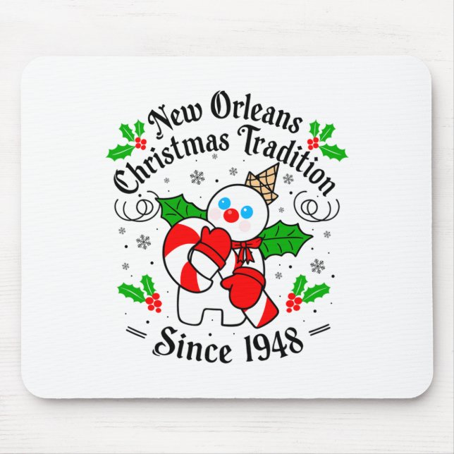 New Orleans Mr Bingle Christmas Tradition Snowman  Mouse Mat (Front)