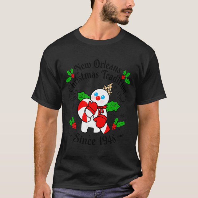 New Orleans Mr Bingle Christmas Tradition Snowman  T-Shirt (Front)