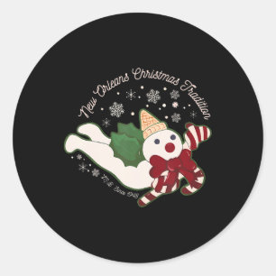 New Orleans Mr Bingle Christmas Tradition Snowmen Classic Round Sticker