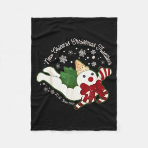 New Orleans Mr Bingle Christmas Tradition Snowmen  Fleece Blanket