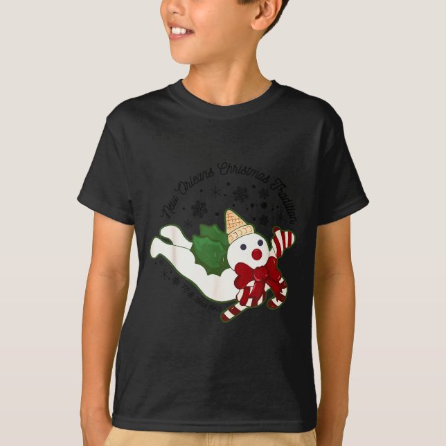 New Orleans Mr Bingle Christmas Tradition Snowmen  T-Shirt (Front)