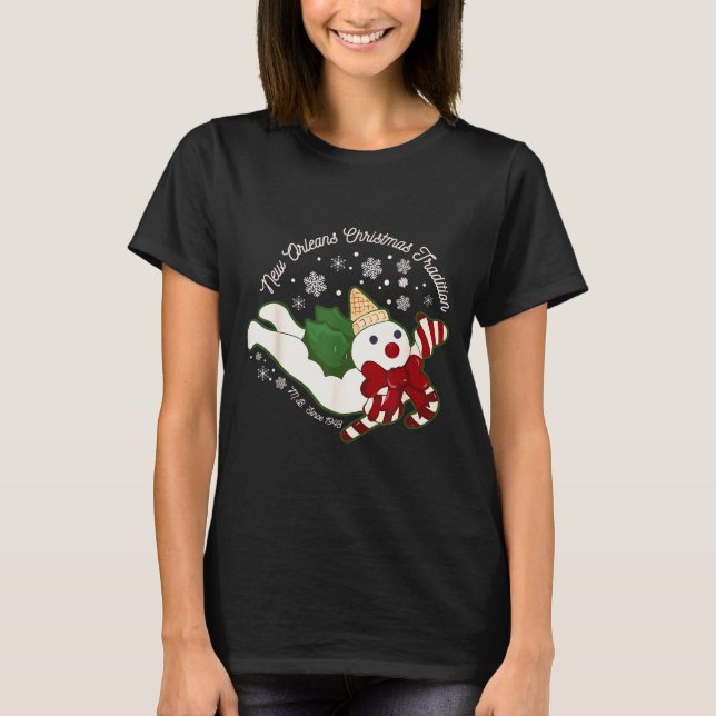New Orleans Mr Bingle Christmas Tradition Snowmen  T-Shirt (Front)