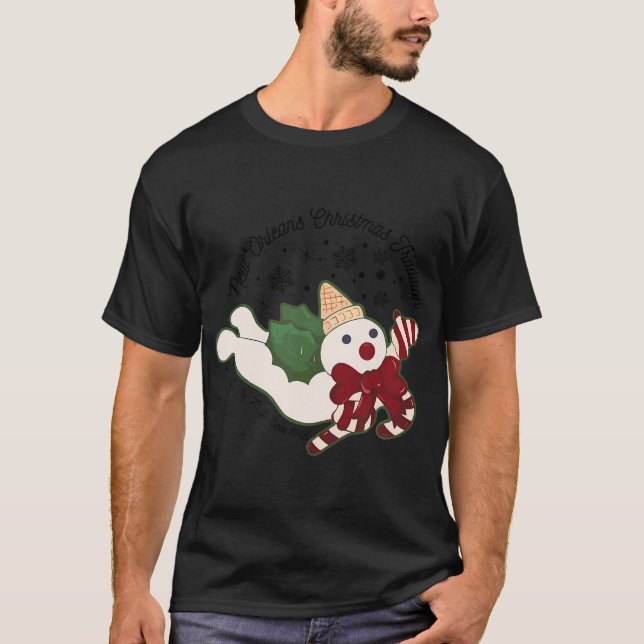 New Orleans Mr Bingle Christmas Tradition Snowmen  T-Shirt (Front)