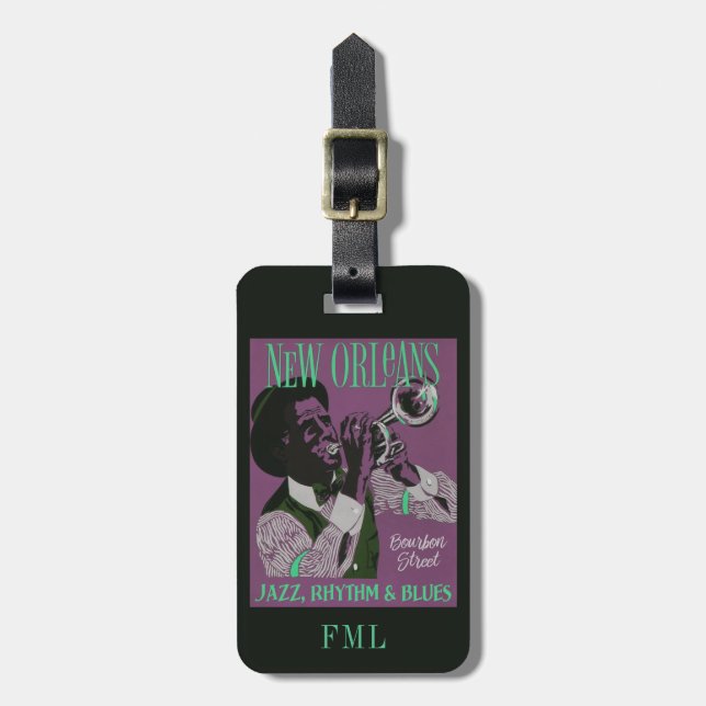 New Orleans Music custom luggage tag (Front Vertical)